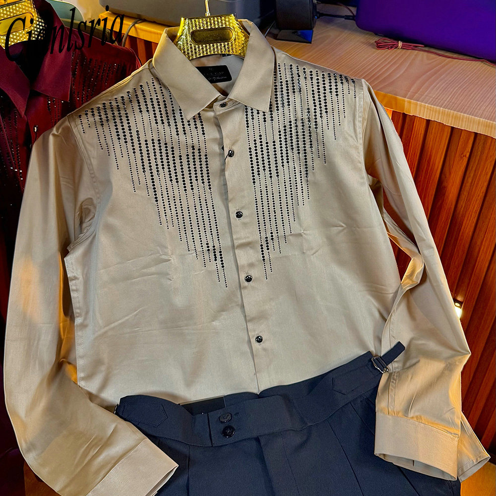 Men Formal Party Wear Shirt - Męska luksusowa koszula z długim rękawem,