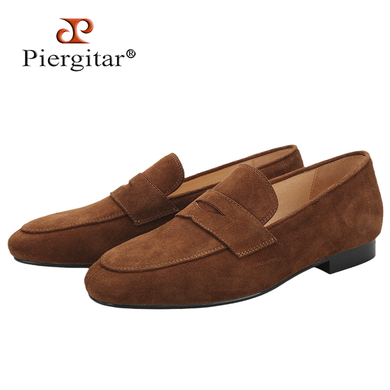Men'S Luxury Formal Wear Brands - Piergitarowe wielokolorowe zamszowe męskie mokasyny groszowe