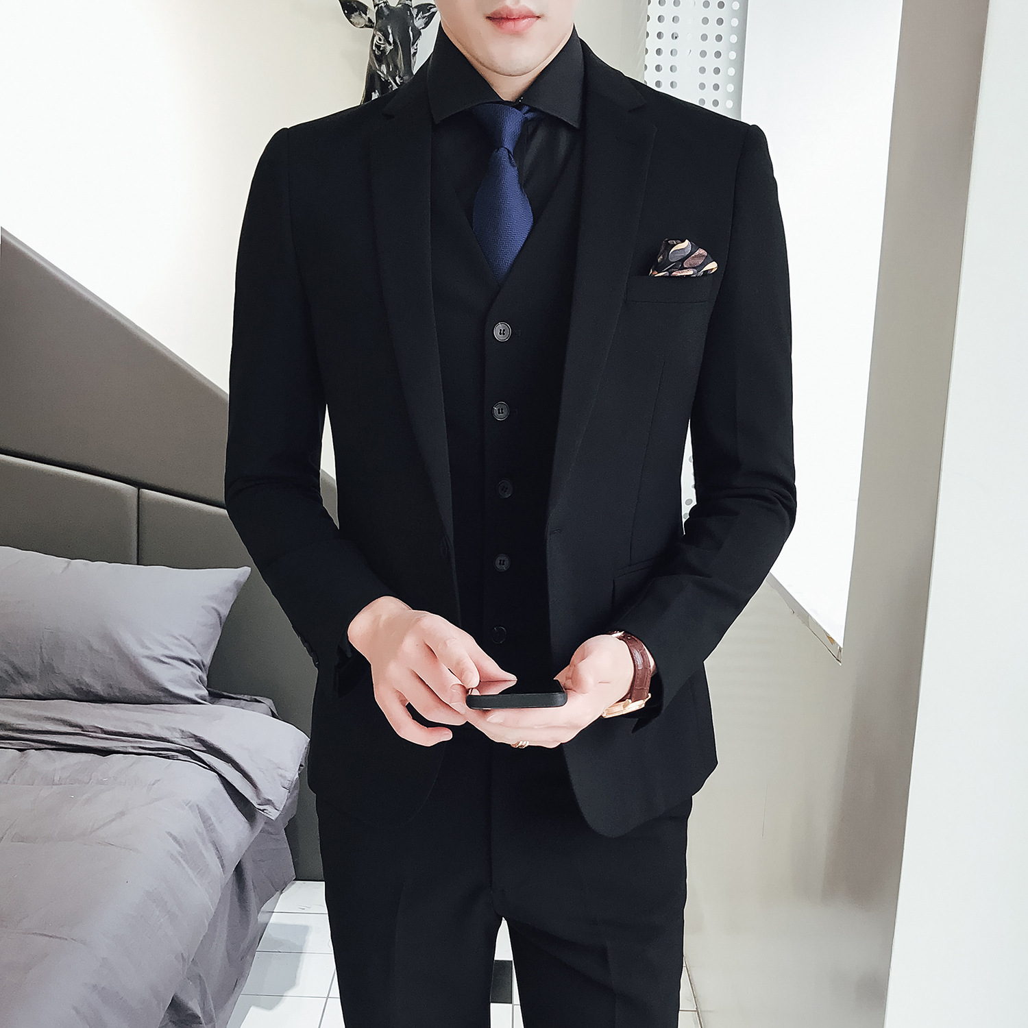 Men'S Formal Wear Not Suit - Trzyczęściowy garnitur męski, wersja koreańska, slim