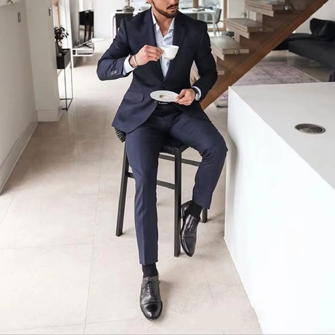 Men'S Formal Wear Not Suit - Granatowy dwuczęściowy męski smoking dla drużbów,