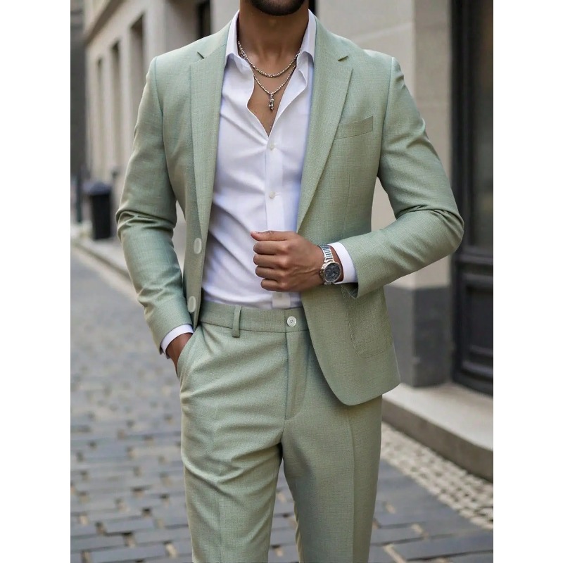 Męski garnitur w jednolitym ko – Men Formal Wear Pants recenzja i cena
