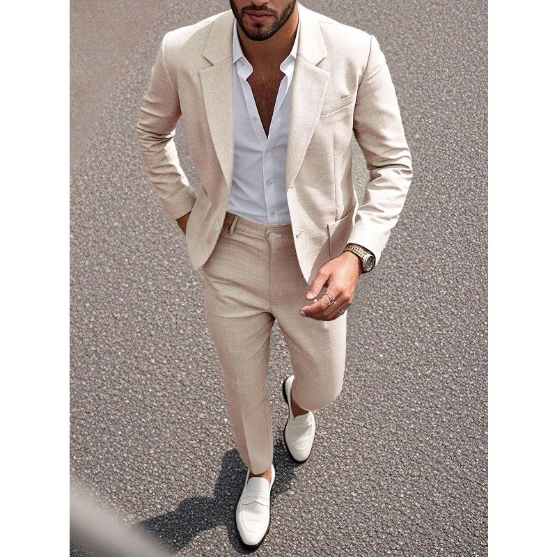 Męski garnitur w jednolitym ko – Men Formal Wear Pants recenzja i cena