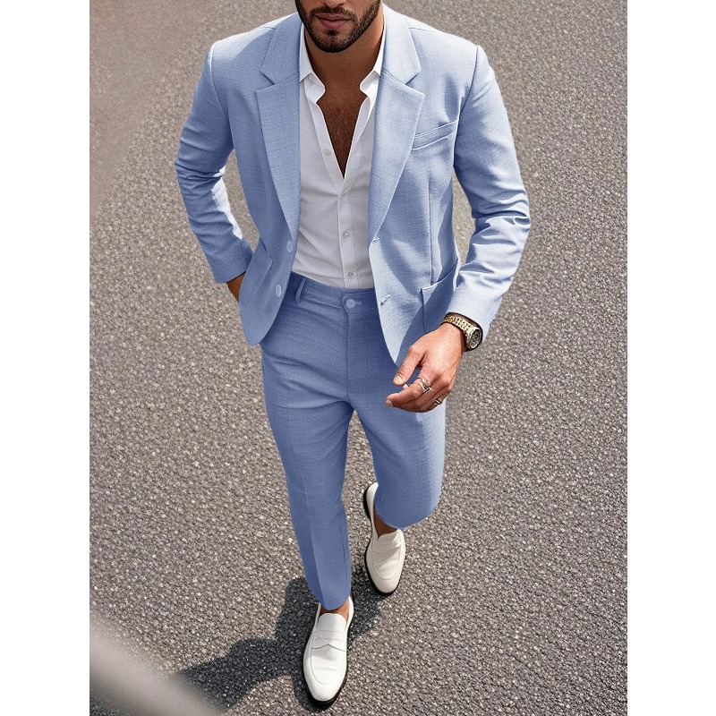 Męski garnitur w jednolitym ko – Men Formal Wear Pants recenzja i cena