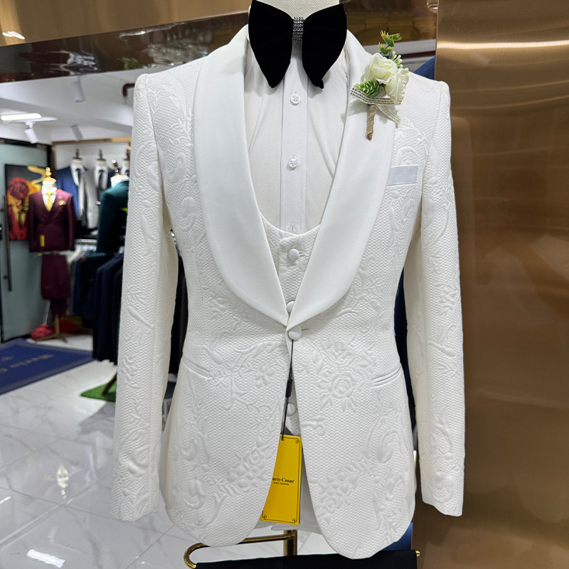 Męski garnitur ślubny biały 3- – Men Formal Wear Pants recenzja i cena