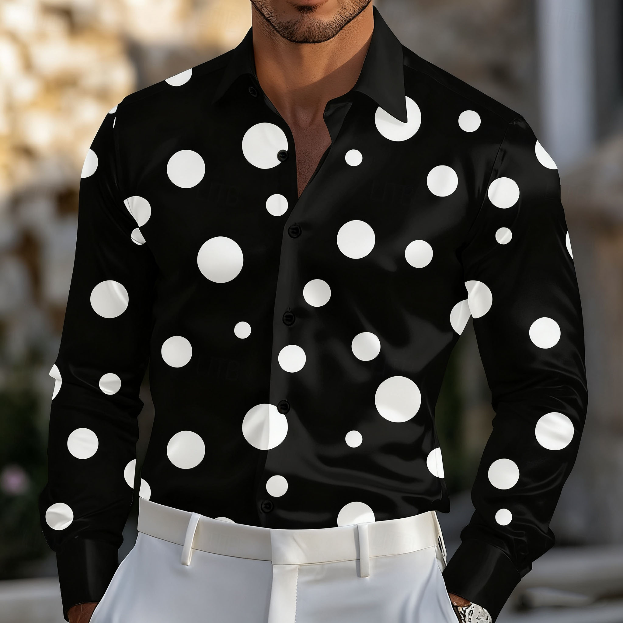 Męska koszula w geometryczne k – Men Formal Party Wear Shirt recenzja i cena