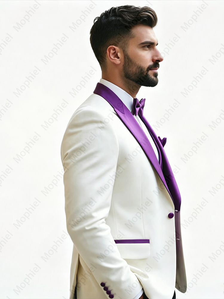 Białe garnitury męskie, 3-częś – Men Formal Wear Pants recenzja i cena