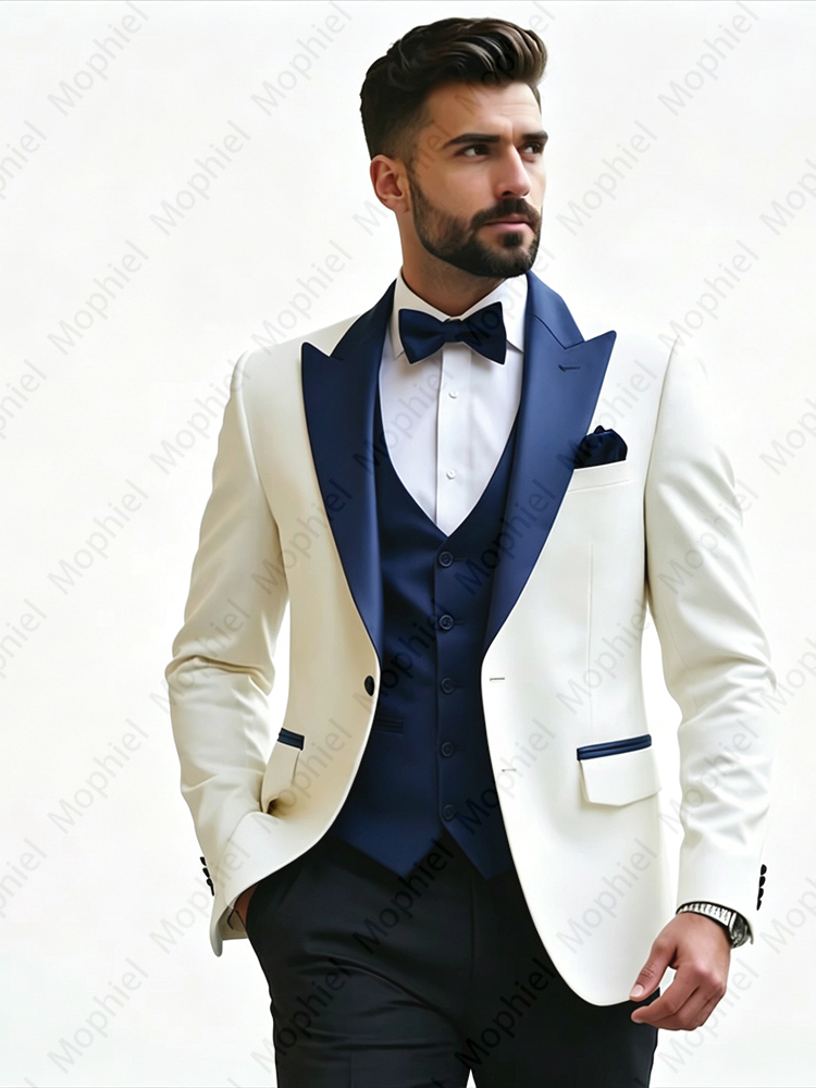 Białe garnitury męskie, 3-częś – Men Formal Wear Pants recenzja i cena